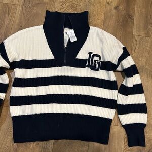 Lou & Grey Black and White V-Neck Sweater Sz medium